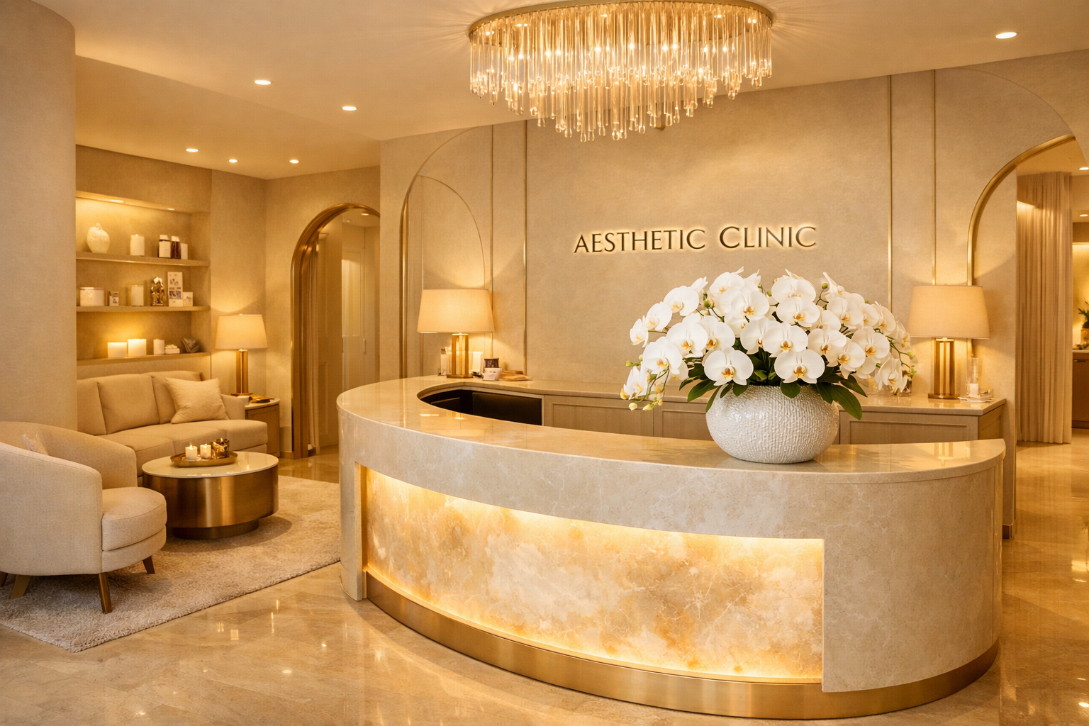 Recepção elegante da Aura Zen Estética